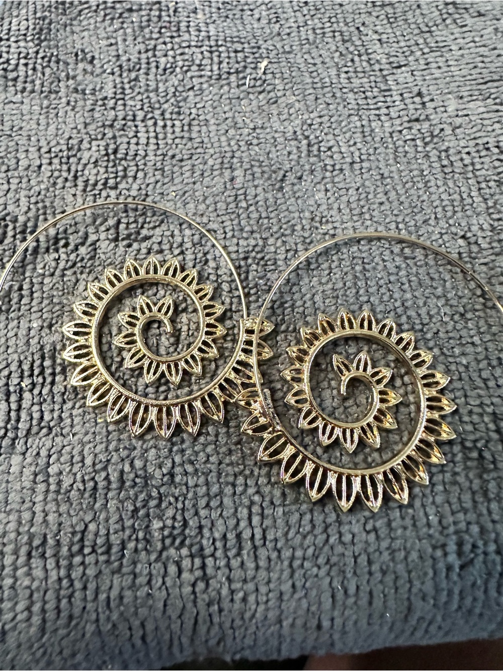 Gold Spiral Sunburst Hoop Earrings for Women